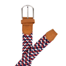 Load image into Gallery viewer, braided elastic stretch golf belt in red, white, and blue pattern
