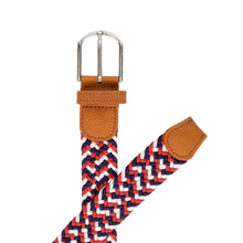 Load image into Gallery viewer, braided elastic stretch golf belt in red, white, and blue pattern
