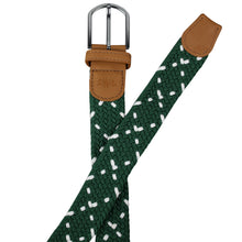 Load image into Gallery viewer, SOL mens braided elastic stretch golf belt in green and white pattern
