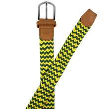 Load image into Gallery viewer, SOL mens braided elastic stretch golf belt in yellow and green pattern
